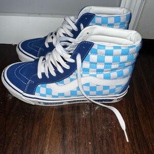 Vans Blue and White Checkered Sneakers